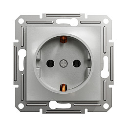 Розетка SE EPH2900161 Asfora с заземлением 16А механизм винтовой алюминий