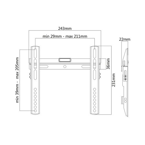 Кронштейн Brateck LP43-22 для ТВ и мониторов, 23